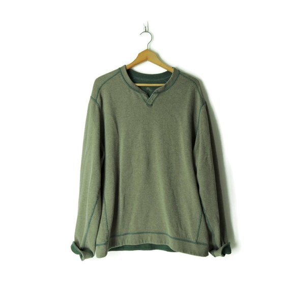Tommy Bahama Reversible Pullover long sleeve knit top men's XL green gray logo - Picture 7 of 11